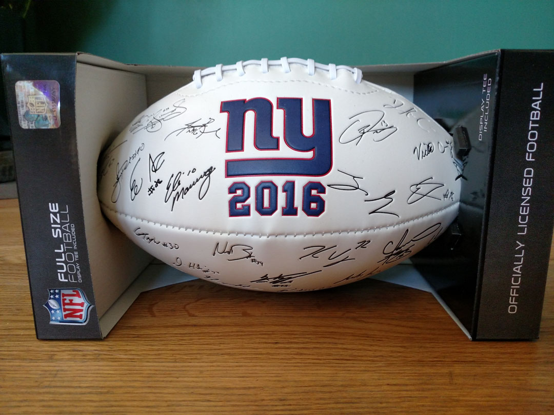 NY Giants Autographed Football